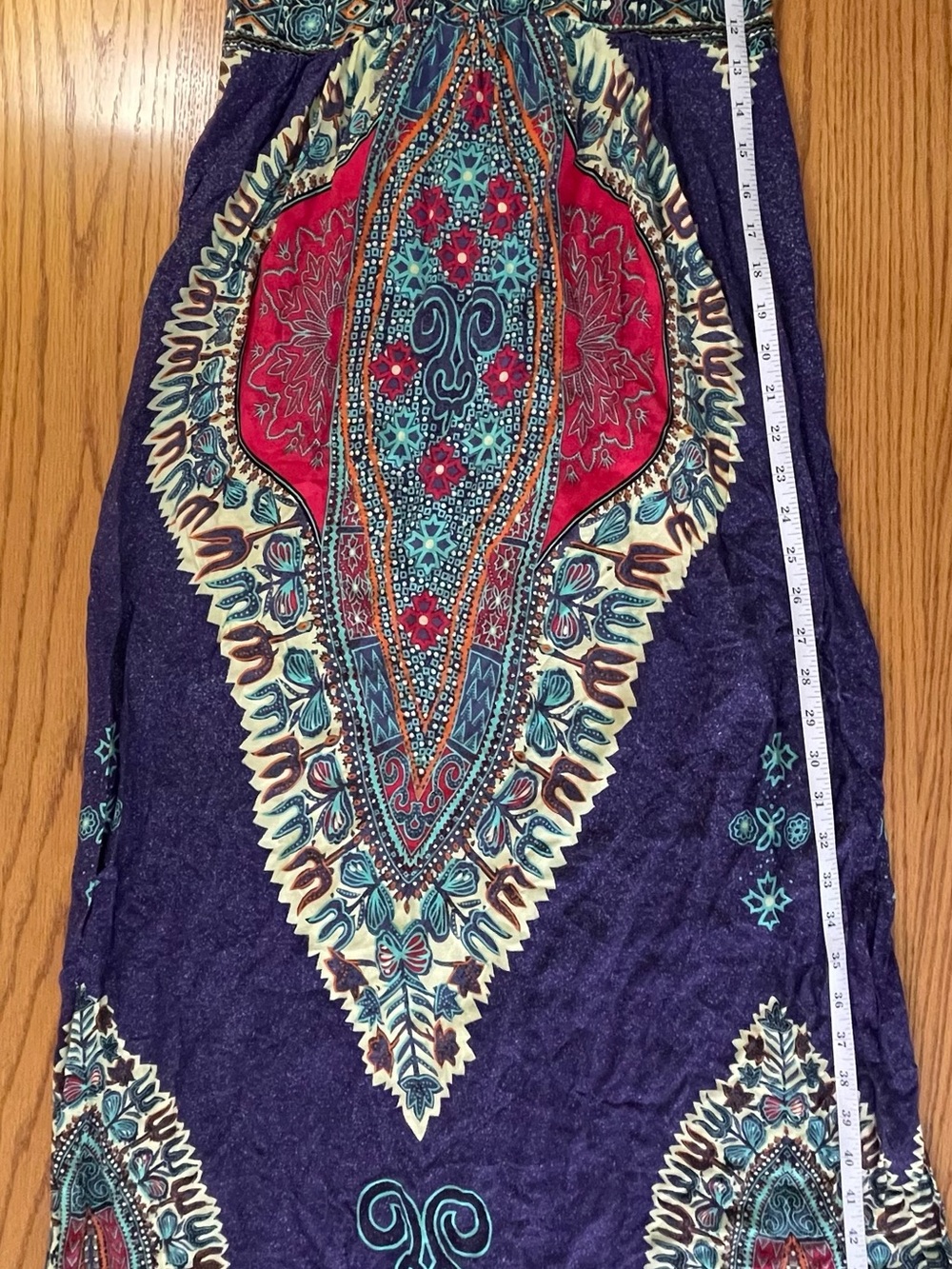 Bohemian V-Neck Maxi Dress in Purple Magenta Teal - Picture 10 of 14